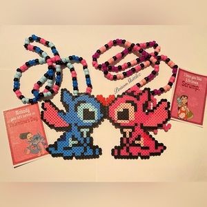 Stitch and Angel Necklaces with cards Valentines